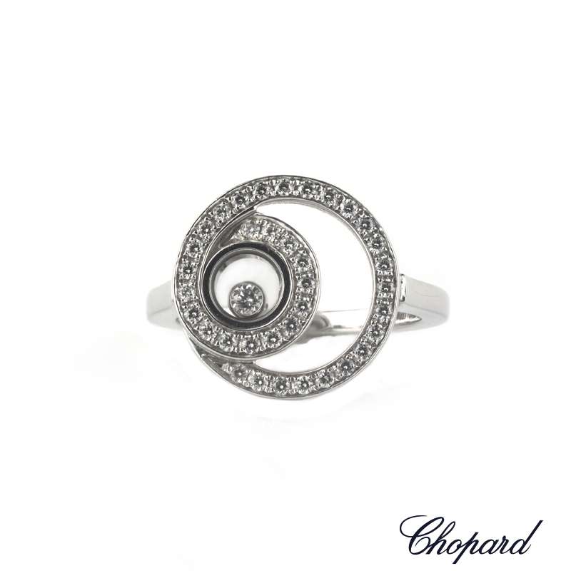 Chopard 18k White Gold Diamond Ring 0.35ct Size K 827108-1111 B&P ...